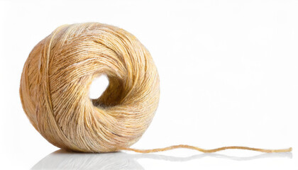 Partially rolled ball of wool thread on white background. Connections between points, the concept of innovative and computer work. Today's game of Connections. Connections Hints. Copy Space..