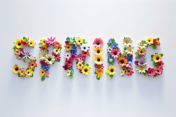 Blooming Elegance: Minimalist Typography 'SPRING' Crafted with Lovely Flowers