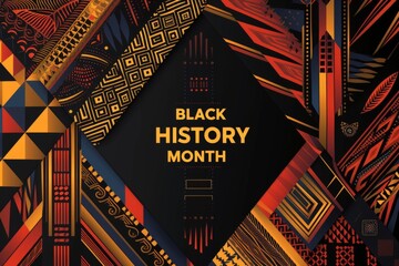 Traditional african geometric diamond stylized Black History Month banner Generative AI - obrazy, fototapety, plakaty