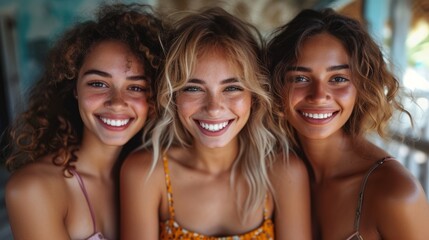 Cheerful friends hugging on rooftop Generative AI