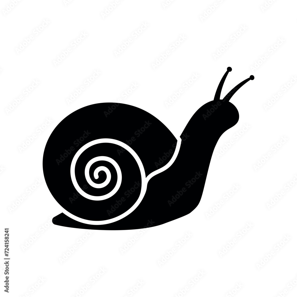Wall mural snail black vector silhouette, simple design element