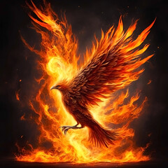 phoenix bird is on fire.