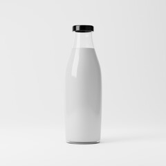 Milk bottle isolated over white background. Dairy products concept. 3D rendering.