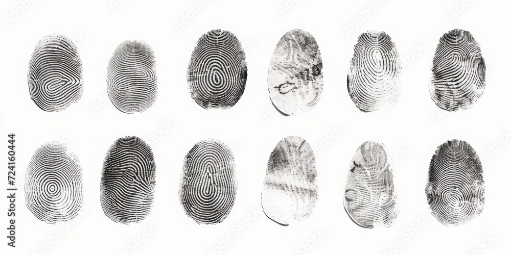 Poster a collection of fingerprints showcasing different sizes and shapes. perfect for forensic investigati