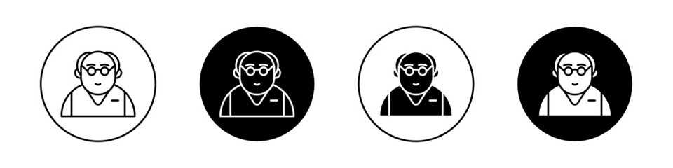 Grandfather icon set. Old Father in a black filled and outlined style. Senior and Elder Man sign.