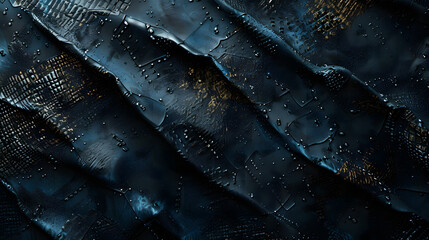 Close-Up of Blue and Gold Textured Fabric