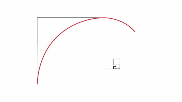 fibonacci spiral golden ratio 3d animation. Can be used to represent a mathematical concept, sacred geometry or university physics in nature