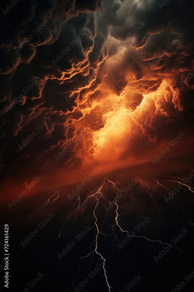 Poster A powerful lightning bolt illuminates the dark sky. Perfect for adding a dramatic touch to your projects