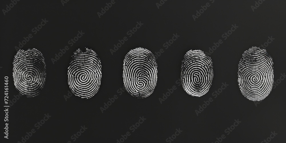 Poster fingerprints on a black background. use this image to depict crime scenes, forensic analysis, identi