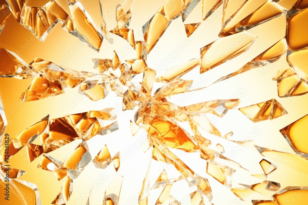Aufkleber A close-up view of a broken glass window. This image can be used to depict vandalism, accidents, or a shattered glass concept. It can also be used to symbolize vulnerability or fragility