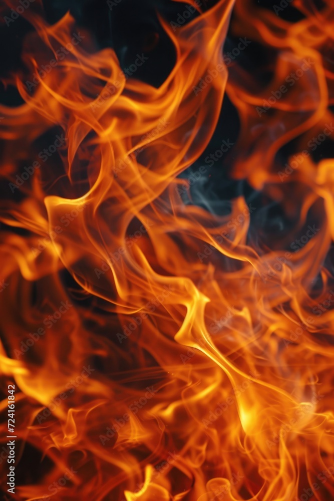 Poster A close-up view of a fire with intense red and yellow flames. Perfect for adding a touch of warmth and energy to any project