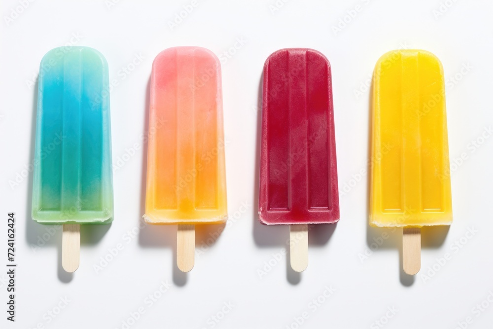Poster a row of four popsicles stacked on top of each other. perfect for summer-themed designs or refreshin