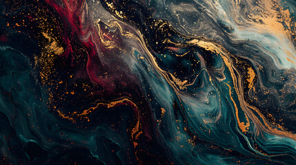 Abstract Painting With Gold and Blue Colors