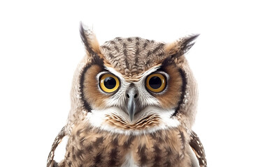 Owl front Look Isolated on Transparent Background or PNG	