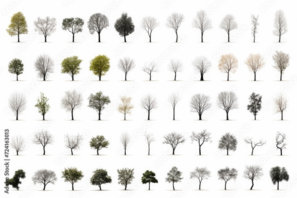Poster a picturesque scene of a group of trees standing tall in the snow. perfect for winter-themed project