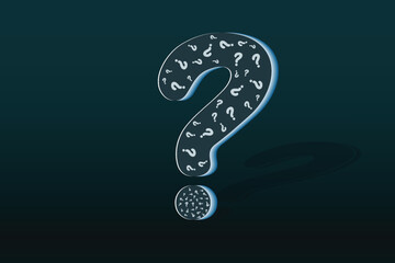 Gray big question mark symbol Green background Volumetric image long shadow Asking questions concept Ask help Question Query important information Copy space ? Problem solution confusion counseling
