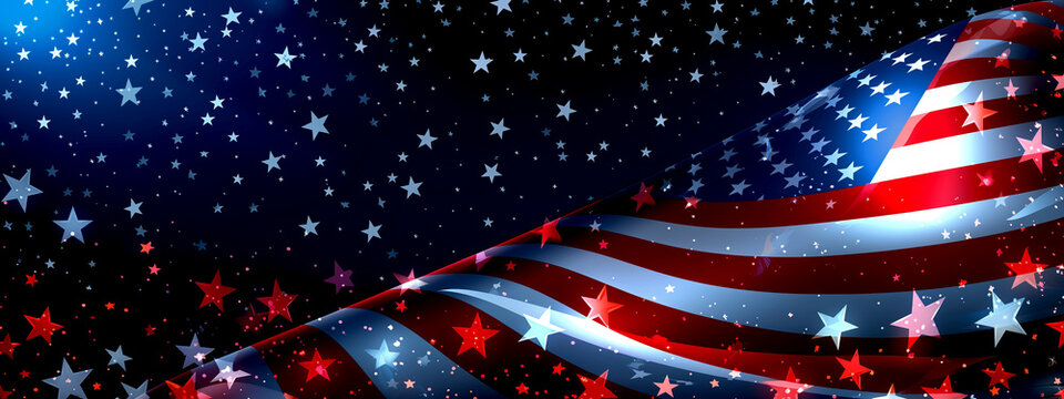 June 4th USA Independence Day - background with fireworks for design.