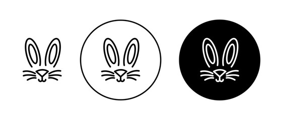 Easter Bunny Line Icon Set. Joyful Rabbit Symbol in Black and Blue color.