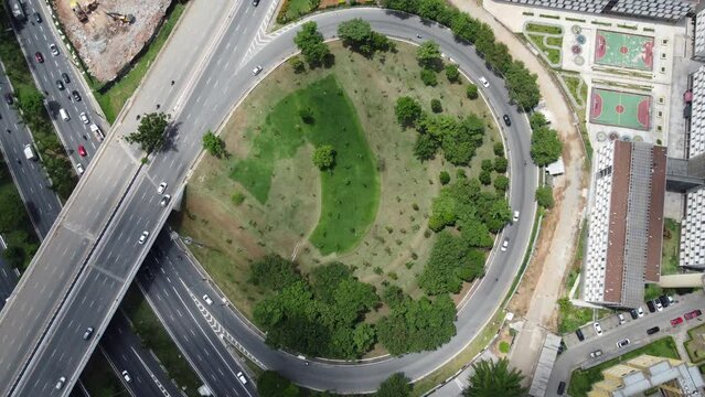 aerial view of the tiet&ecirc; waterfront near the Lim&atilde;o bridge in S&atilde;o Paulo Brazil