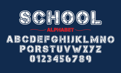 Editable typeface vector. School sport font in american style for football, baseball or basketball logos and t-shirt.	 - obrazy, fototapety, plakaty