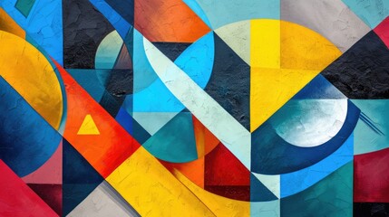 Fototapeta premium Abstract colorful background with geometric textured oil or acrylic shapes. Artistic banner with wall texture and brush strokes