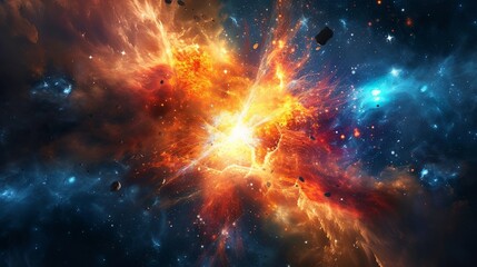Fototapeta na wymiar Deep space massive energy burst, star explosion