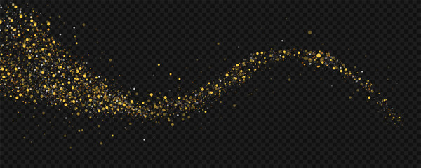 Glitter dust. Gold glitter powder explosion. Star dust background. Golden particles splash or shimmer burst. Bright sparkles. Vector illustration