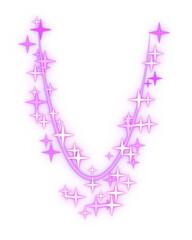 Glittering stars' particles curve. 3d rendering.	