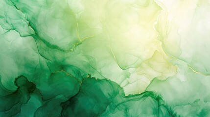 Naklejka premium Abstract artistic green alcohol ink background. Marble liquid texture banner