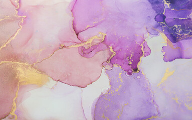 Abstract purple paint background. Acrylic texture with marble pattern, alcohol ink. - 724167655
