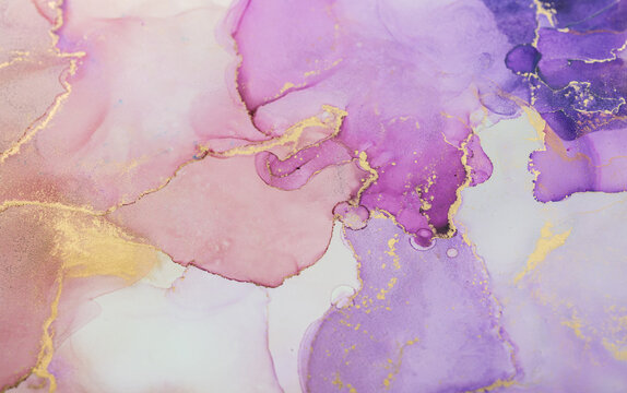 Abstract purple paint background. Acrylic texture with marble pattern, alcohol ink.