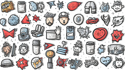 a delightful doodles set featuring hand written lettering and charming elements.