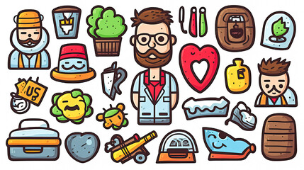 a delightful doodles set featuring hand written lettering and charming elements.