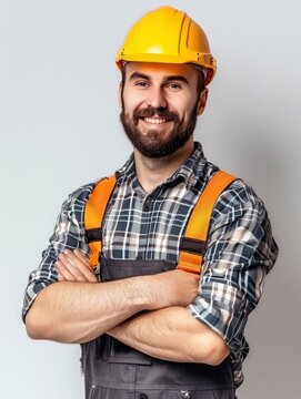 Photo a worker smiling with isolated background