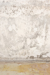 Grunge background texture of an old white plaster wall. Full frame