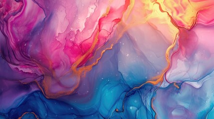 Abstract artistic alcohol ink colourful background. Marble liquid texture banner