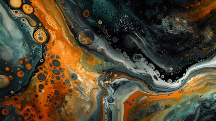 Abstract Painting With Black, Orange, and White Colors