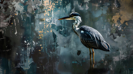 Painting of a Bird With a N-African Spoonbill - obrazy, fototapety, plakaty
