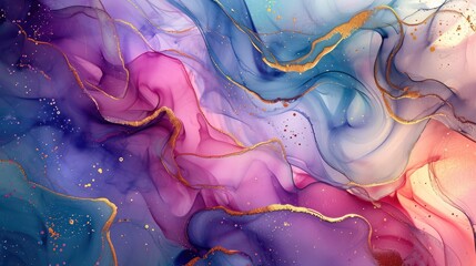 Abstract artistic alcohol ink colourful background. Marble liquid texture banner