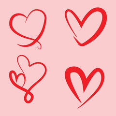deferent shape of love , Red heartbreak broken heart or divorce flat vector icon for apps and websites - obrazy, fototapety, plakaty