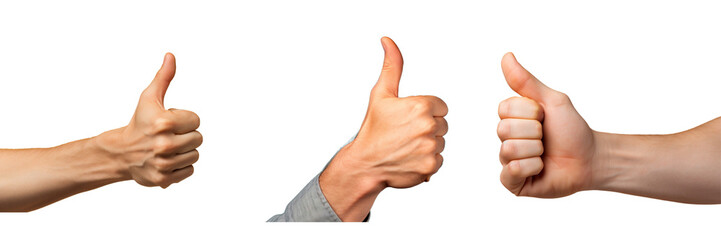 Set of thumbs up isolated on a  transparent background