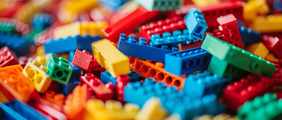 Fototapeta na wymiar A kaleidoscope of colorful building blocks invites creativity and endless possibilities