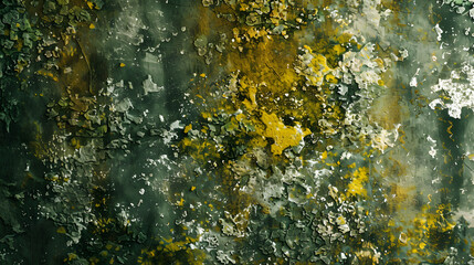 Painting of Green and Yellow Paint on a Wall
