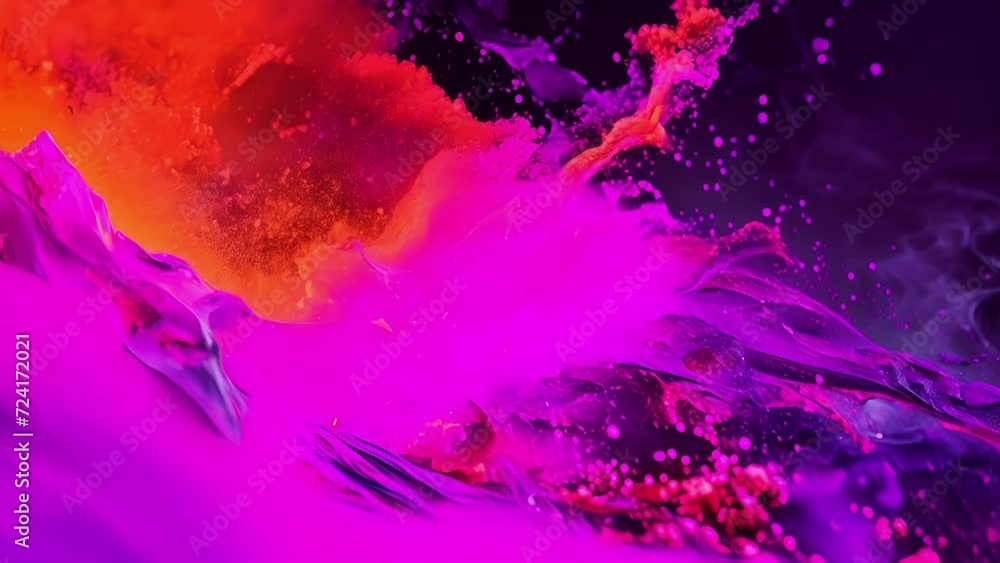 Aufkleber the intense energy of neon red and purple particles colliding and exploding creating a mesmerizing d