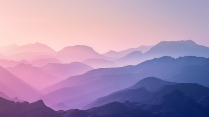 Pastel dawn embracing the mountains, Serene ambiance, Soft gradations of purples and pinks - obrazy, fototapety, plakaty