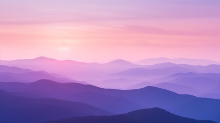 Pastel dawn embracing the mountains, Serene ambiance, Soft gradations of purples and pinks - obrazy, fototapety, plakaty