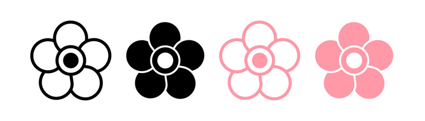Blossoms and Blooms Line Icon. Floral Beauty Icon in Black and White Color. - obrazy, fototapety, plakaty