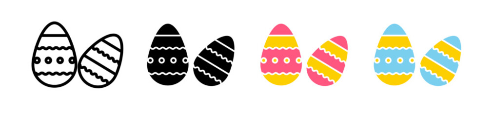 Springtime Egg Line Icon. Festive Ovum Art Icon in Black and White Color.