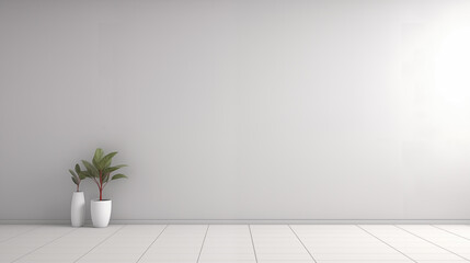 Mate and white modern minimalistic interior  background wall mockup 3d render