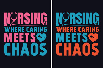  Nursing Where Caring Meets Chaos, Nurse Life, Hospital nurse T-Shirt, Doctor student shirt model, Half Leopard Nurse, Unique Profession-Themed Design Meets Chaos